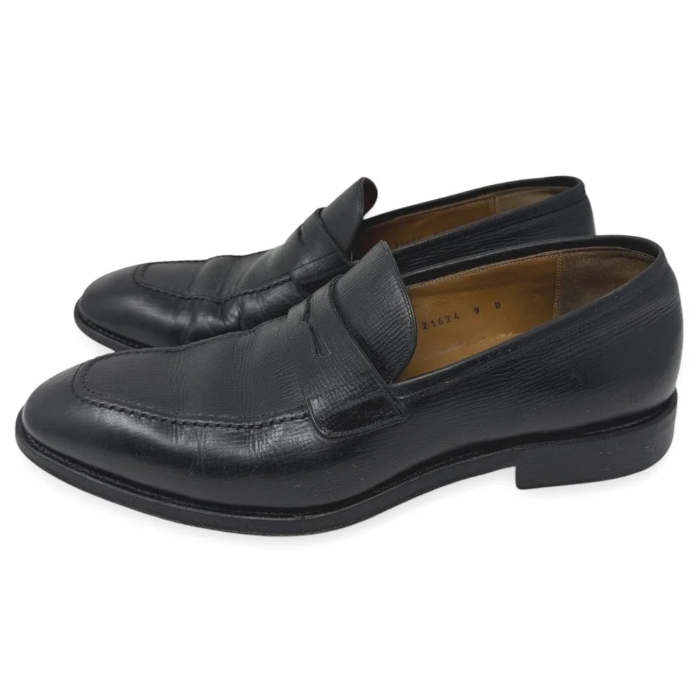 Salvatore Ferragamo Loafers‎ Mens 9 D Black Penny Loafer Leather Dress Shoes